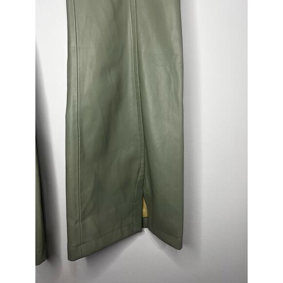 Free People Real Deal Slit Vegan Sage Leather Pants High Waist 27 - Picture 4 of 7